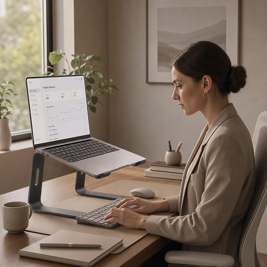 Orionstar Laptop Ständer, Ergonomischer Laptop Stand für Schreibtisch, Aluminium Laptop Halterung mi