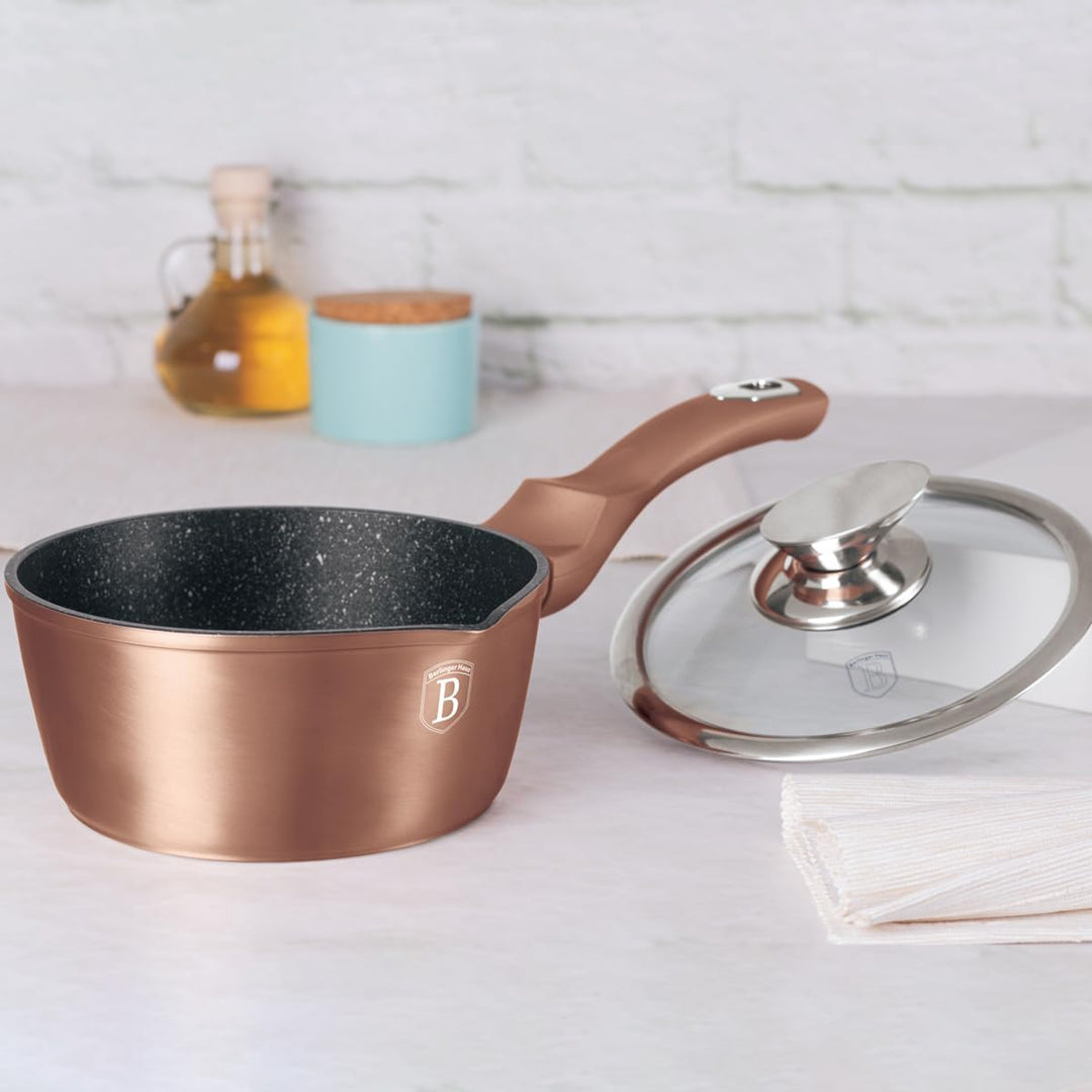Berlinger Haus Rose Gold Collection Stieltopf mit Glasdeckel Thermo 16 cm