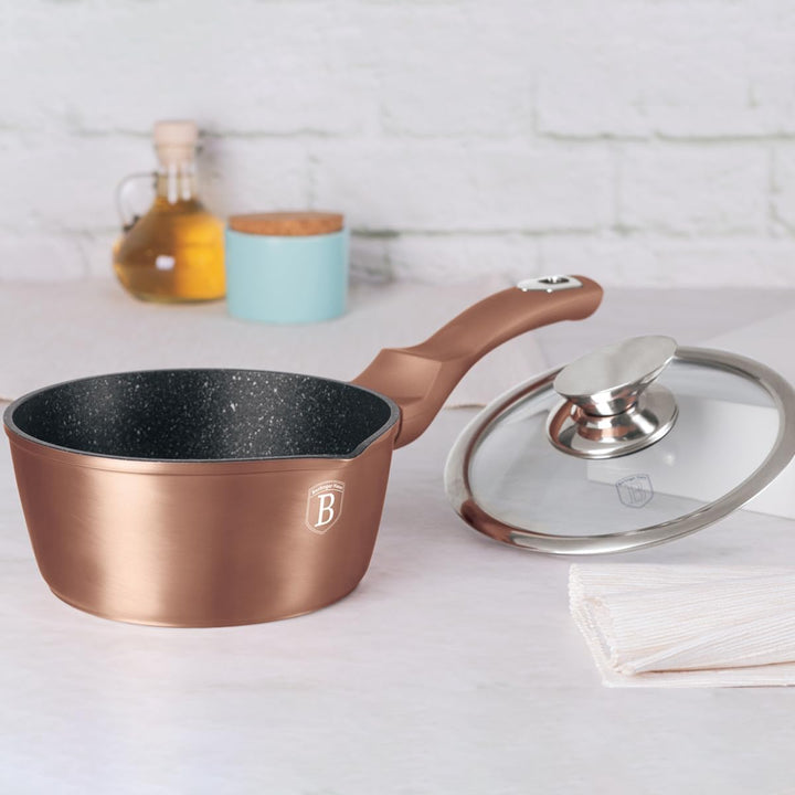 Berlinger Haus Rose Gold Collection Stieltopf mit Glasdeckel Thermo 16 cm