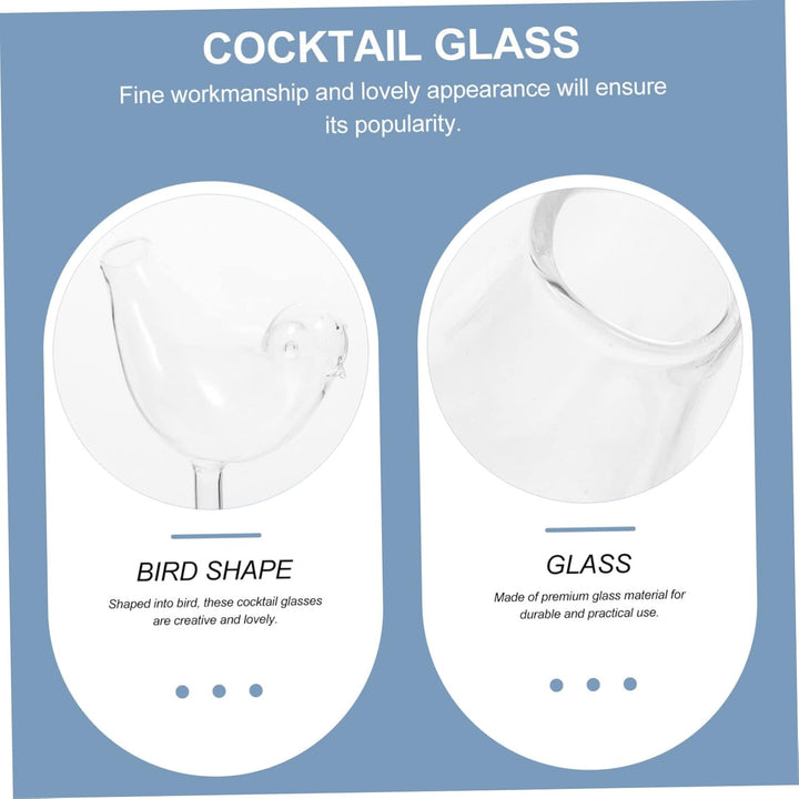 HEMOTON Weinflöten aus Glas, Vogelform, Cocktailglas, transparent, für Champagner, Wein, Trinkkelch,