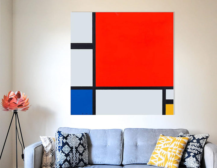 Piet Mondrian Kunstdruck auf Leinwand, Rot, Blau und Gelb, 60 x 60 cm Blau,Rot 61cm x 61cm (24 x 24