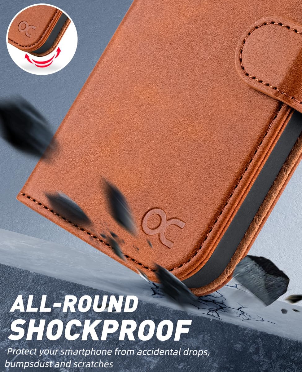 OCASE Handyhülle Kompatibel für Samsung Galaxy S24 FE Hülle Premium Leder Flip Klappbare Klapphülle