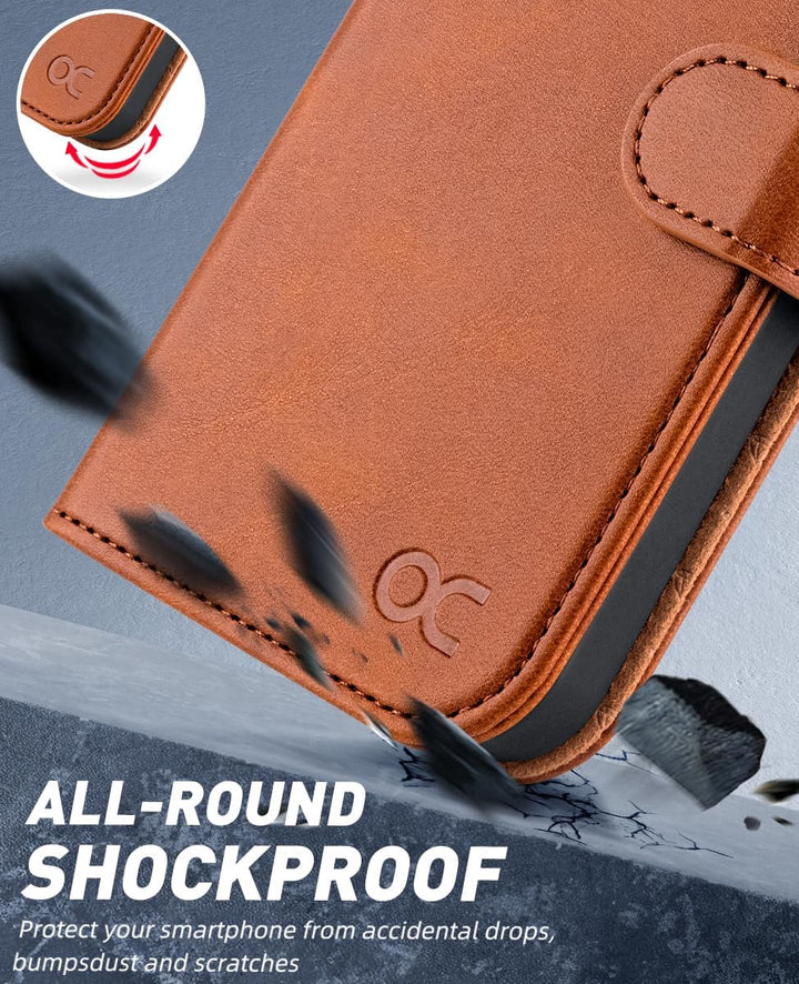 OCASE Handyhülle Kompatibel für Samsung Galaxy S24 FE Hülle Premium Leder Flip Klappbare Klapphülle