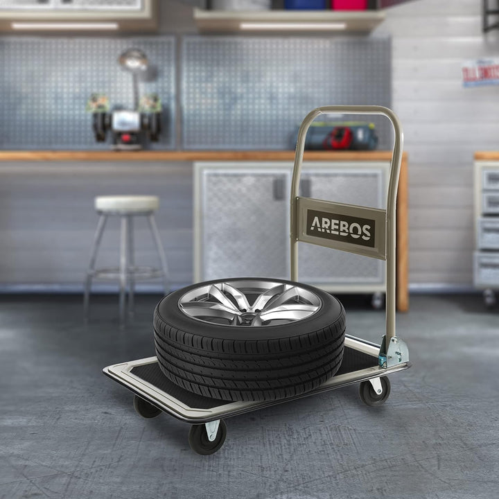 Arebos Plattformwagen Transportwagen Lagerwagen klappbar | 150kg Tragkraft | Lastenwagen | Transport