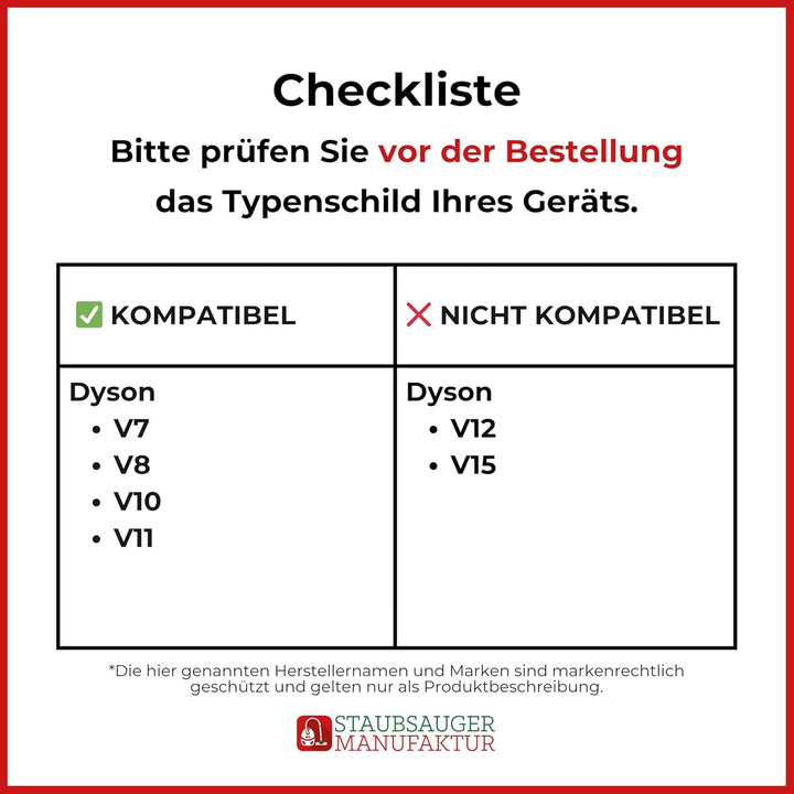 Saugrohr geeignet für Dyson V11 V10 V8 V7 (NICHT V12 &amp; V15) - Rohr für Dyson Akkusauger 969109-03 Ro