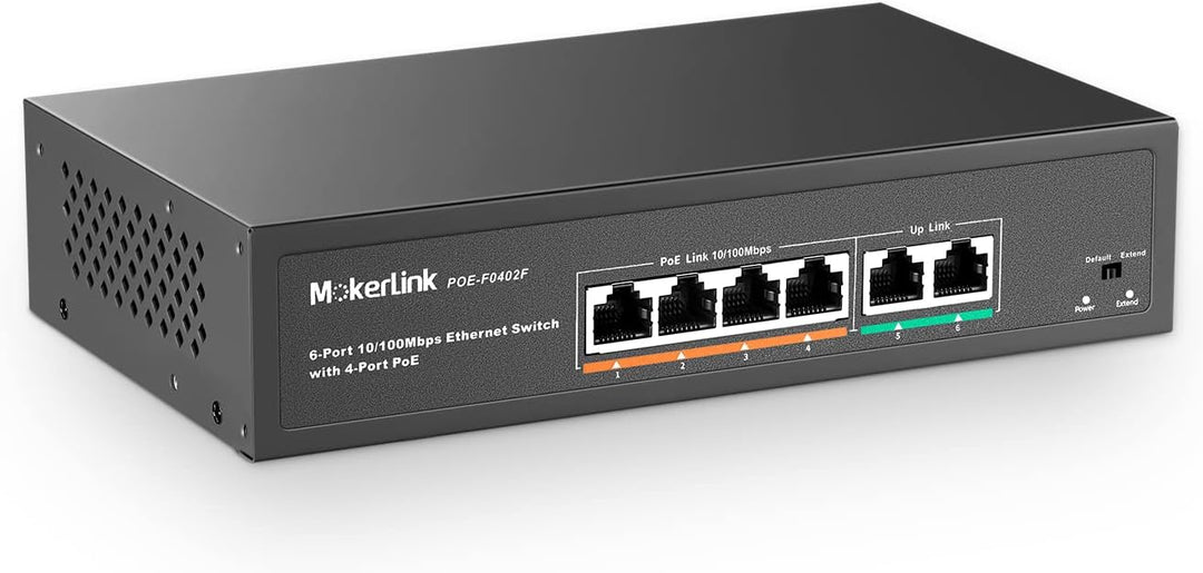 MokerLink 4 Port PoE Switch mit 2 Uplink Ethernet-Ports, 78W High Power, Unterstützung IEEE802.3af/a