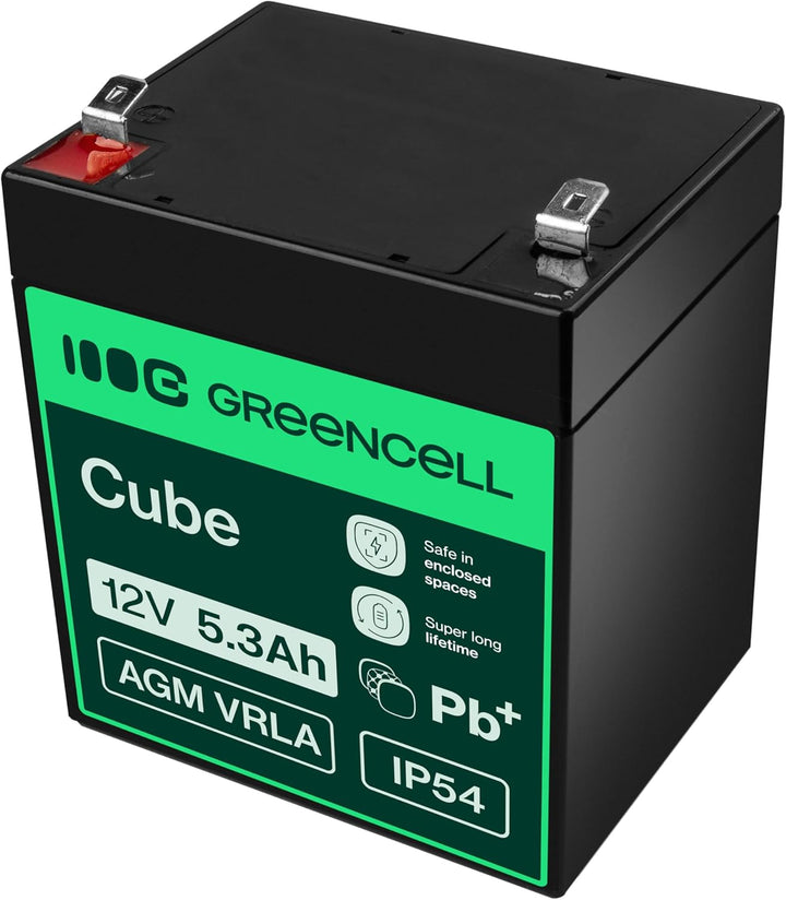 Green Cell® AGM 12V 5,3Ah Akku Vlies Batterie VRLA Blei Batterie Bleiakku Ersatzakku Akkubatterie Ve