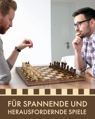 ChessEbook Schachspiel - Hochwertiges Schachbrett aus Holz - Chess Board Set klappbar - Schachbrett-