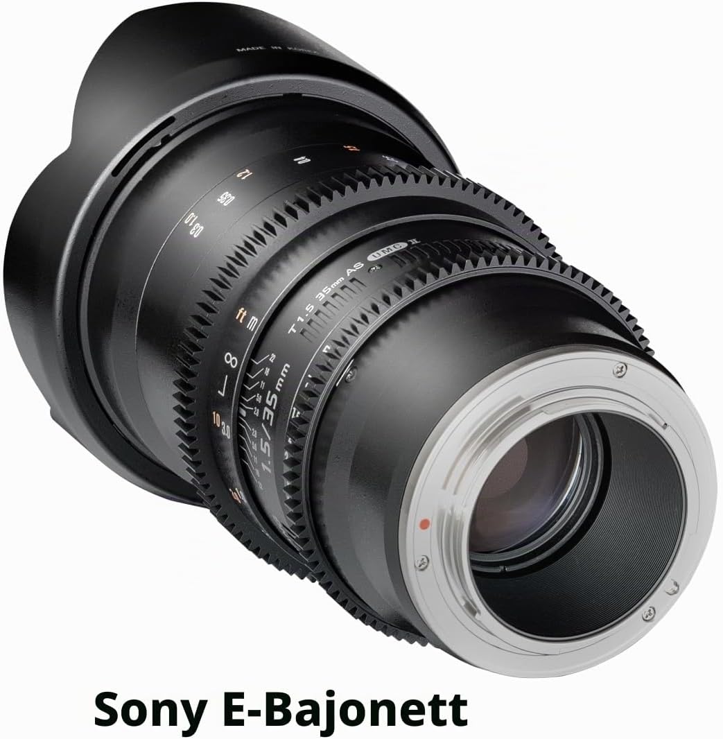 Samyang 7811 35/1,5 Objektiv Video DSLR II Sony E manueller Fokus Videoobjektiv 0,8 Zahnkranz Gear,