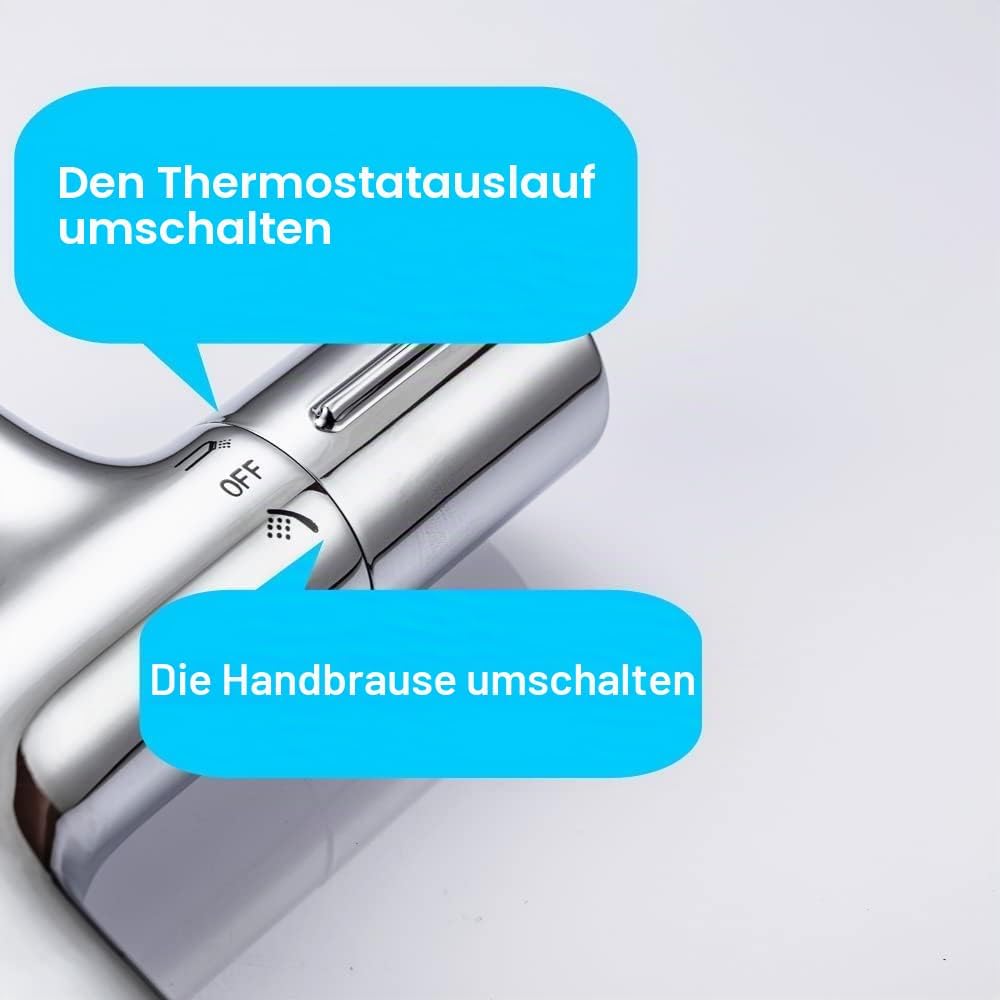 ONECE Thermostat Duscharmatur für Badewanne und Dusche, Badewannenarmatur mit Wasserfall Auslauf, Th