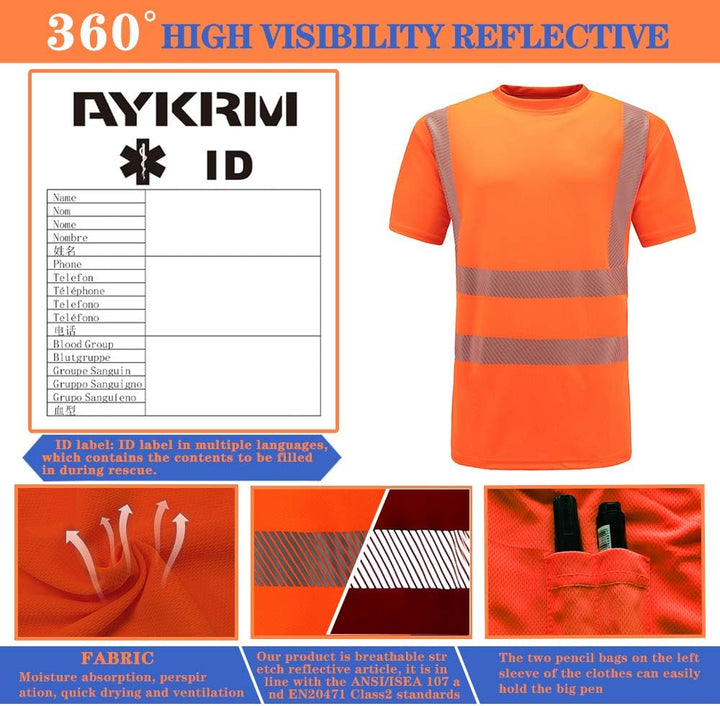 AYKRM Unisex Warn T-shirt T-Shirt L Orange-de-new, L Orange-de-new