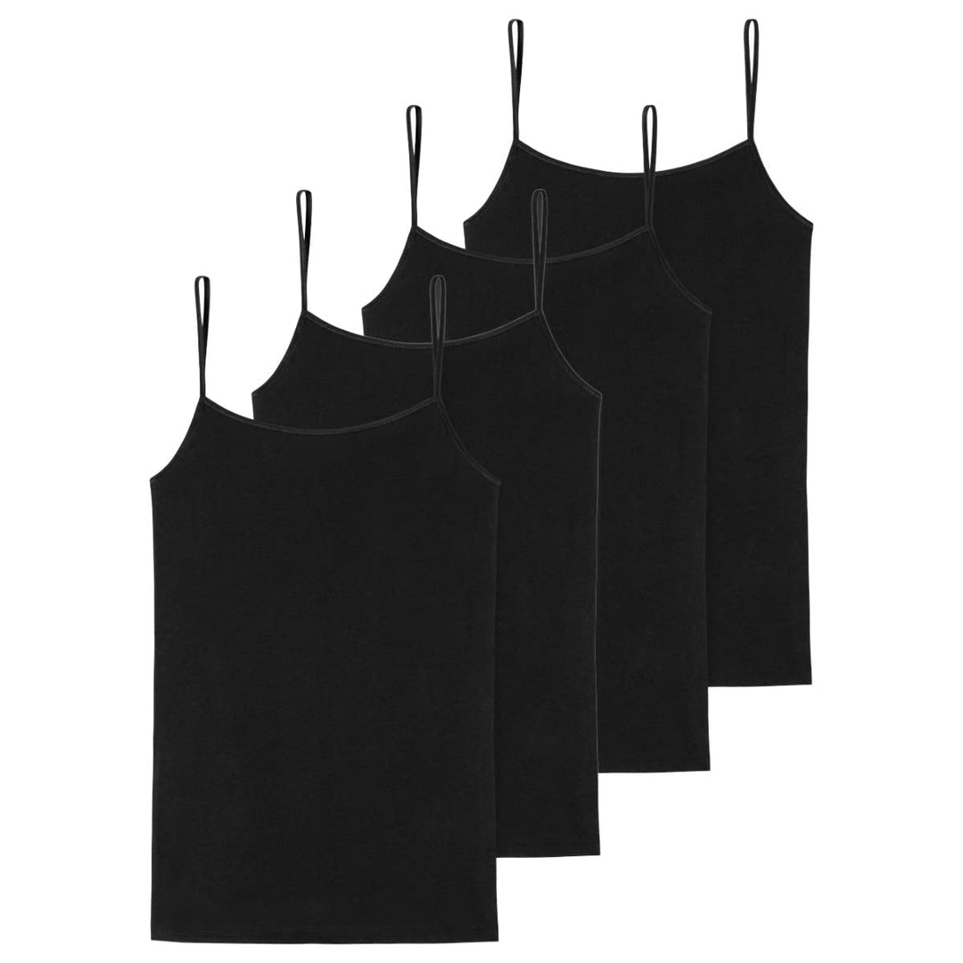 Schiesser Damen 2 PACK Spaghetti Top Unterhemd Bio Baumwolle - 95/5 Organic 34 4 X Schwarz, 34 4 X S