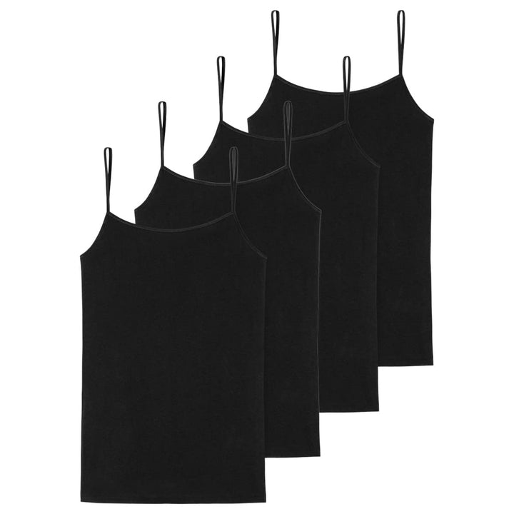 Schiesser Damen 2 PACK Spaghetti Top Unterhemd Bio Baumwolle - 95/5 Organic 46 4 X Schwarz, 46 4 X S