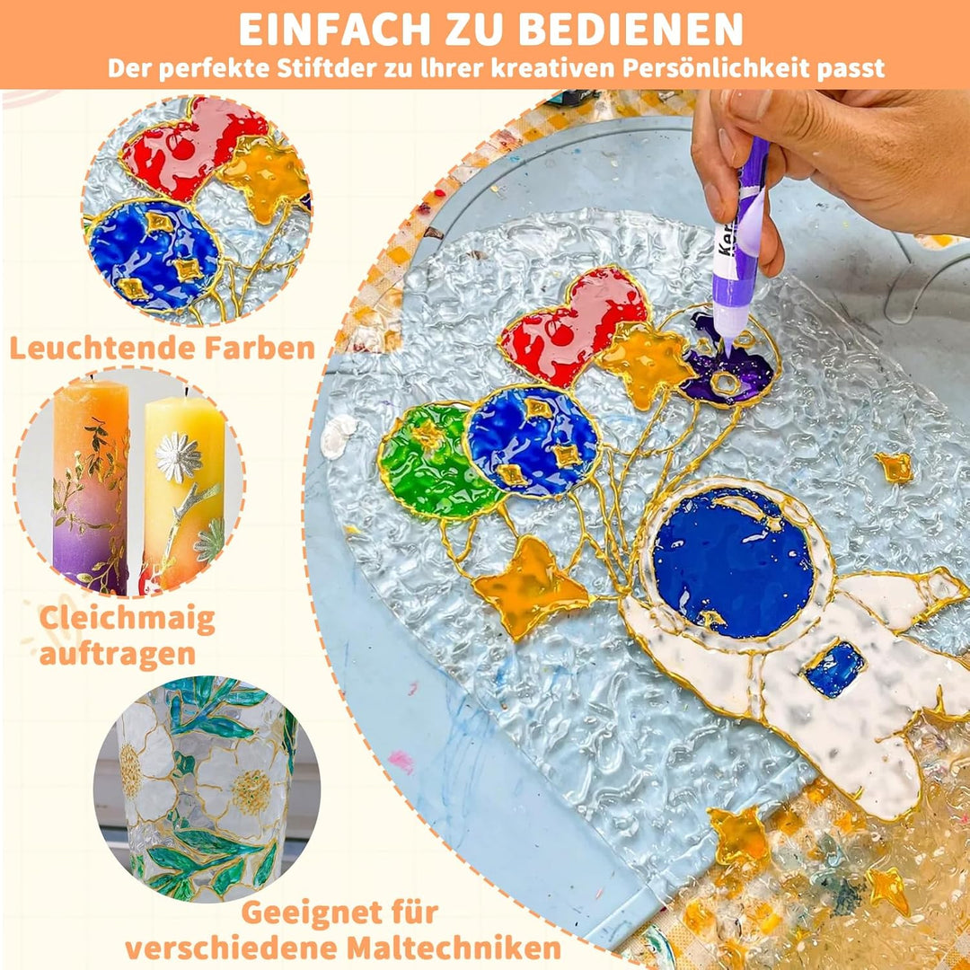 24 Stück Wachsstifte für Kerzen, Kerzenstifte, KerzenBemalen Set Leuchtende Kerzenfarben Taufkerze S