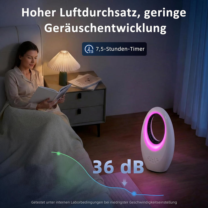 HOMCOM Turmventilator ohne Rotorblätter, leiser Ventilator mit 60° Oszillation, LED-Beleuchtung, 3 G