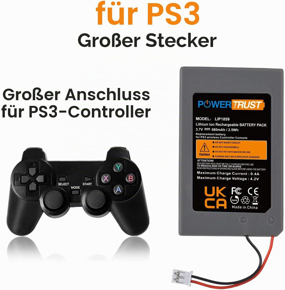 PowerTrust 2 Stück LIP1859 Akku für Sony PS3 Playstation 3 Dualshock Wireless Controller LIP1472 LIP