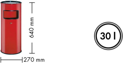 WESCO Standascher Mülleimer, rot, 28 cm, Rot