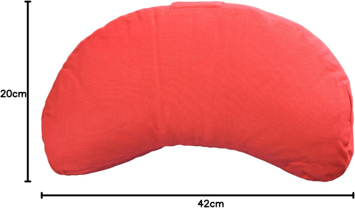 Yoga und Pilates Kissen Halbmond 100% Baumwolle Bezug (42 x 20 x 12 cm) Rot, Rot