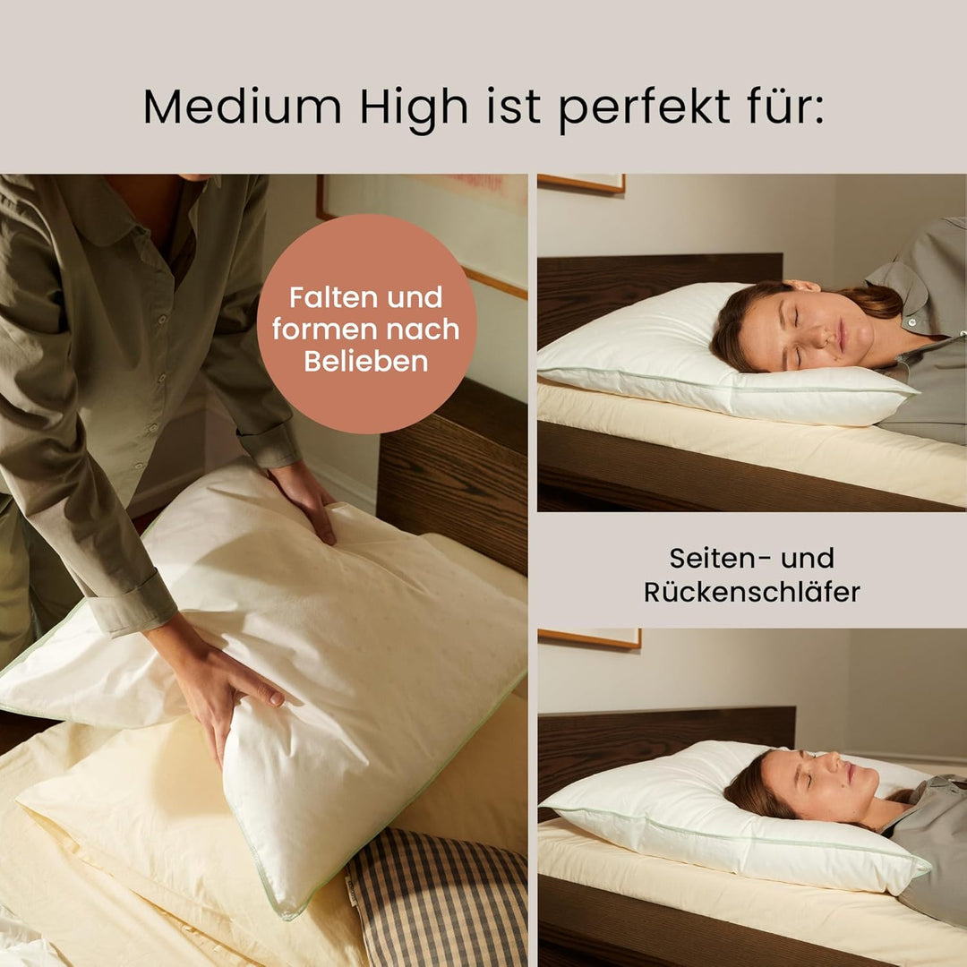 FOSSFLAKES Nordic Sleep by Kissen Mittel Hoch - Komfortkissen für Seitenschläferkissen, Nackenstützk
