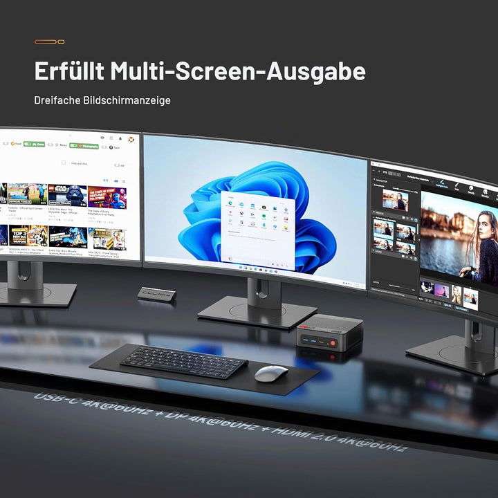 BOSGAME P4 Plus Dual 2.5G LAN Mini Gaming-PC, AMD Ryzen 7 5825U Prozessor (bis zu 4,5 GHz), Windows