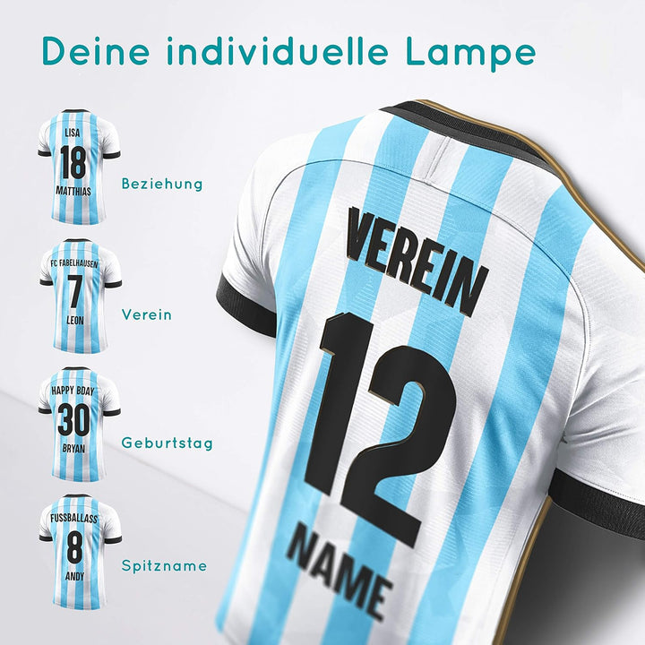 Elbeffekt Trikotlampe für Argentinien Fans aus Holz - personalisierbares Geschenk - schenke Dein ind