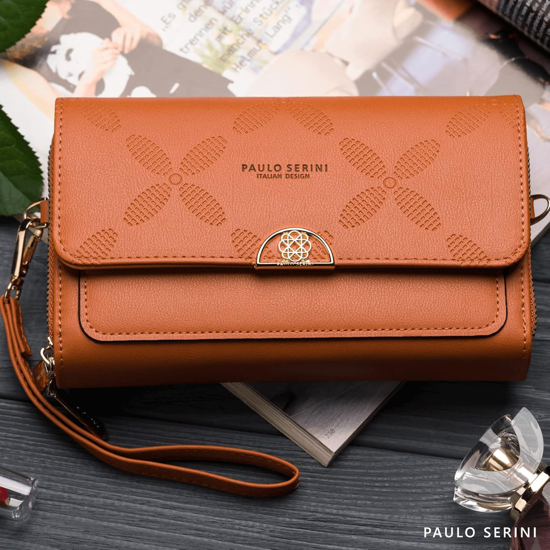 PAULO SERINI® Umhängetasche Damen | Handytasche zum Umhängen aus 100% veganem Leder | Handtasche Dam