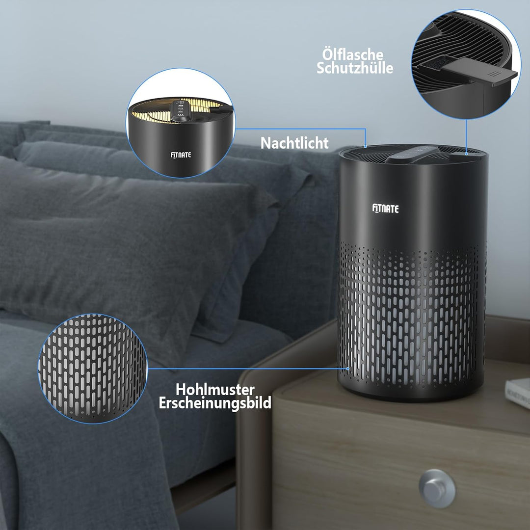 Luftreiniger für Zuhause mit ätherischem Öl Diffusor, FITNATE HEPA Filter, Luftreiniger für grosse R