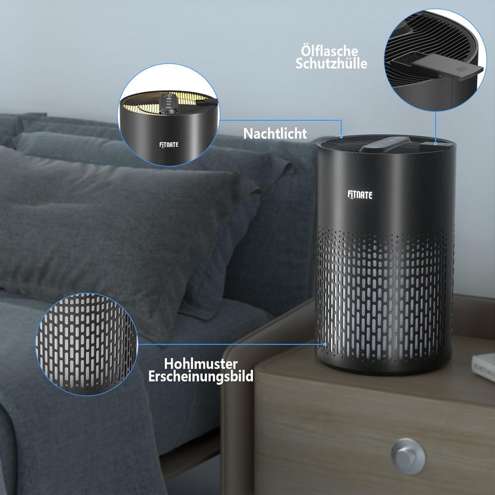 Luftreiniger für Zuhause mit ätherischem Öl Diffusor, FITNATE HEPA Filter, Luftreiniger für grosse R