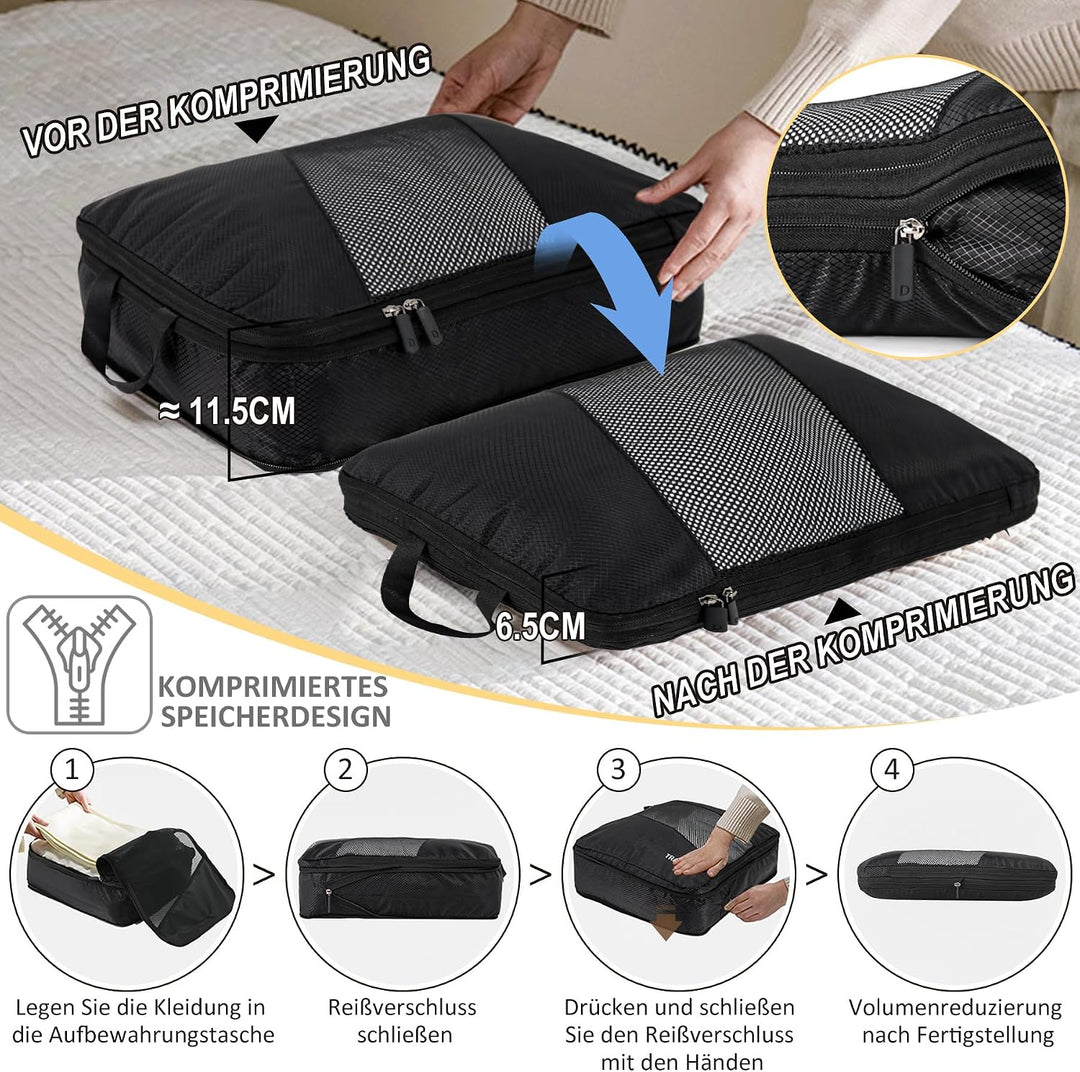 Koffer Organizer Set 6-teilig, Packing Cubes Verpackungswürfel, Packtaschen für Koffer Reiseorganize