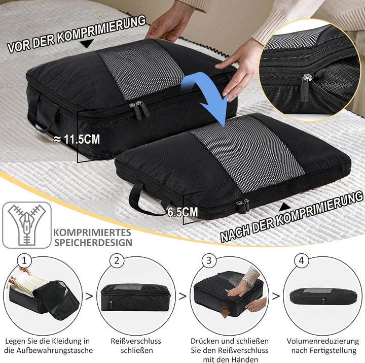 Koffer Organizer Set 6-teilig, Packing Cubes Verpackungswürfel, Packtaschen für Koffer Reiseorganize