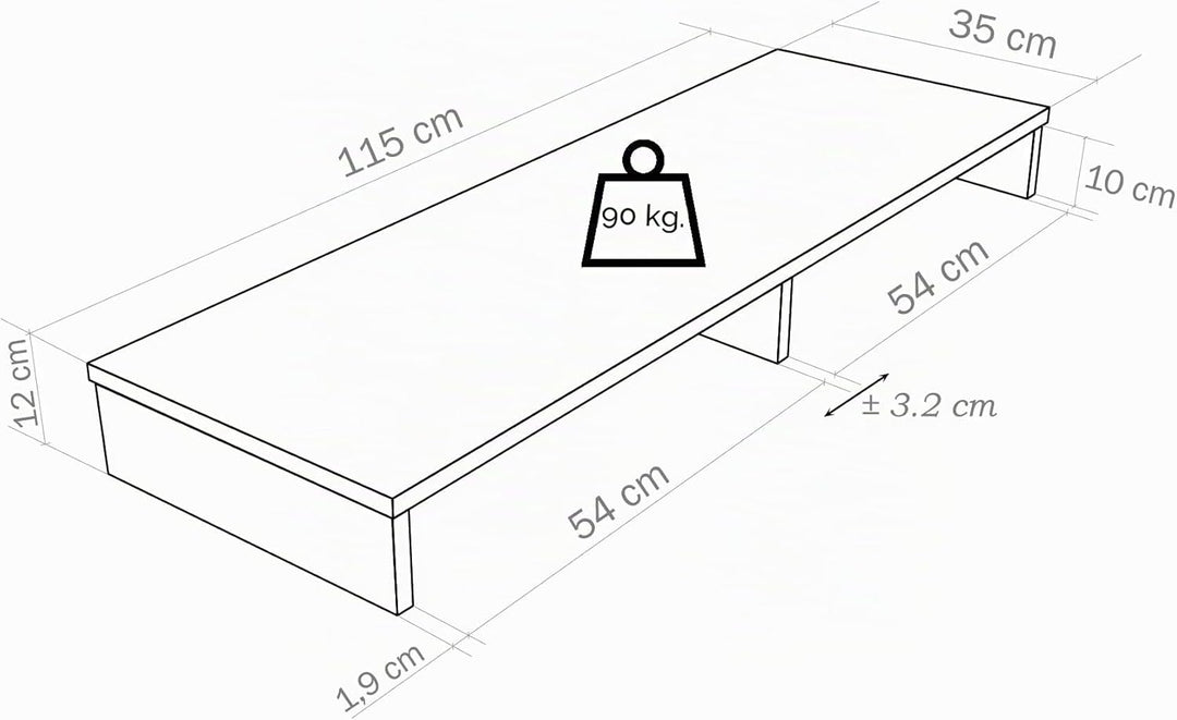 Henor TV-Ständer aus FSC® Holz, TV-Bildschirmerhöhung, 115 x 35 x 12 cm, Tragkraft 90 kg, Graphit 11