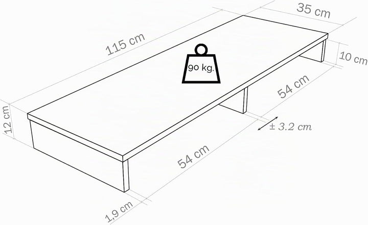 Henor TV-Ständer aus FSC® Holz, TV-Bildschirmerhöhung, 115 x 35 x 12 cm, Tragkraft 90 kg, Graphit 11