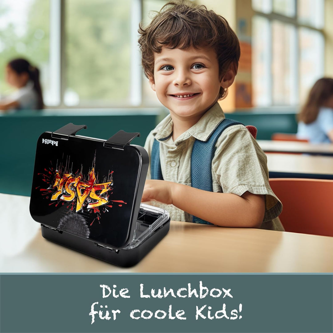 Brotdose Kinder mit Fächern - Bento Box auslaufsicher - robust - BPA Frei Lunchbox - Brotbox für Sch