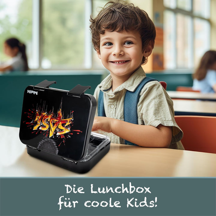 Brotdose Kinder mit Fächern - Bento Box auslaufsicher - robust - BPA Frei Lunchbox - Brotbox für Sch