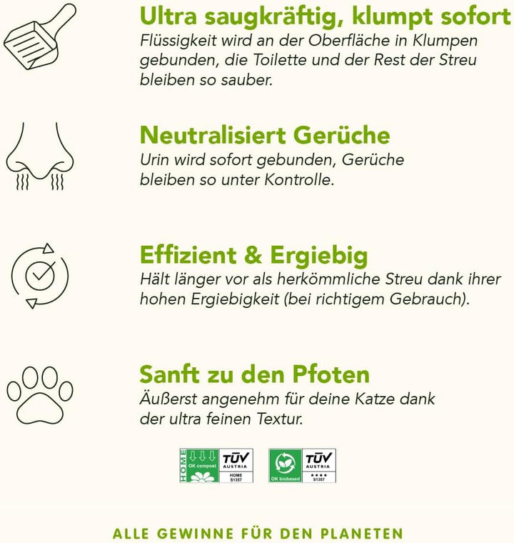 Almo Nature Natural Cat Litter Soft Texture - Klumpende Katzenstreu, 100% pflanzlich, biologisch abb