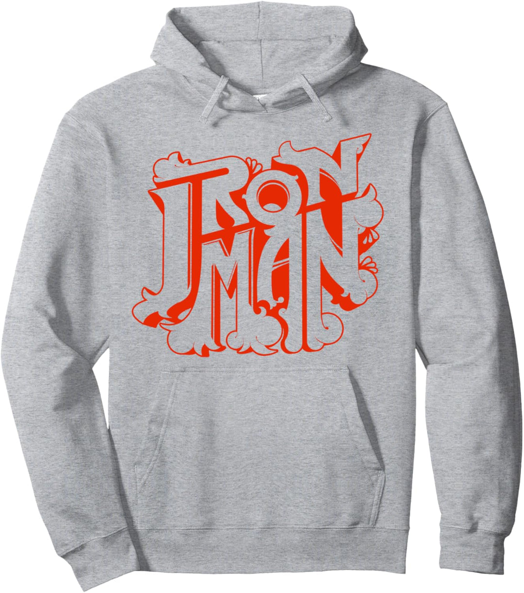 Marvel Iron Man Retro Bubble Text Logo Pullover Hoodie