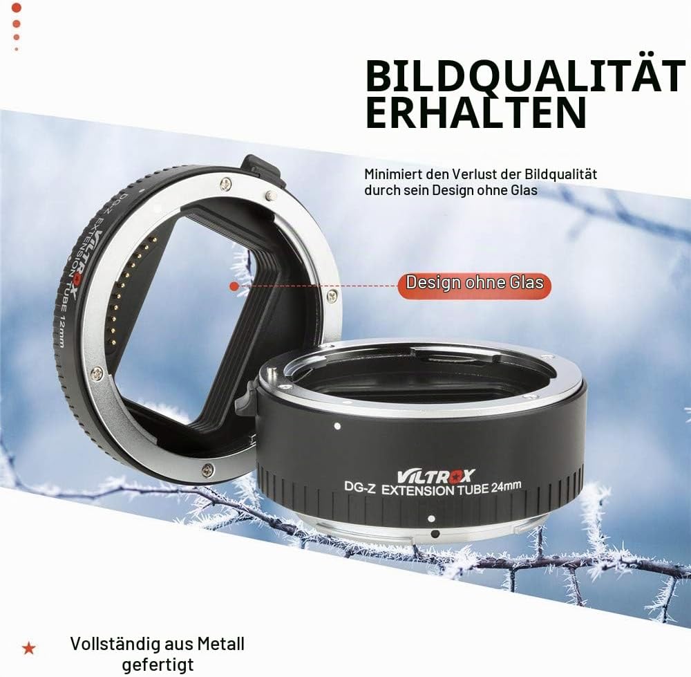 Viltrox DG-Z Autofokus Zwischenringe Makro Verlängerungsring-Set 12mm+24mm für Nikon Z-Mount Z6 Z7 Z