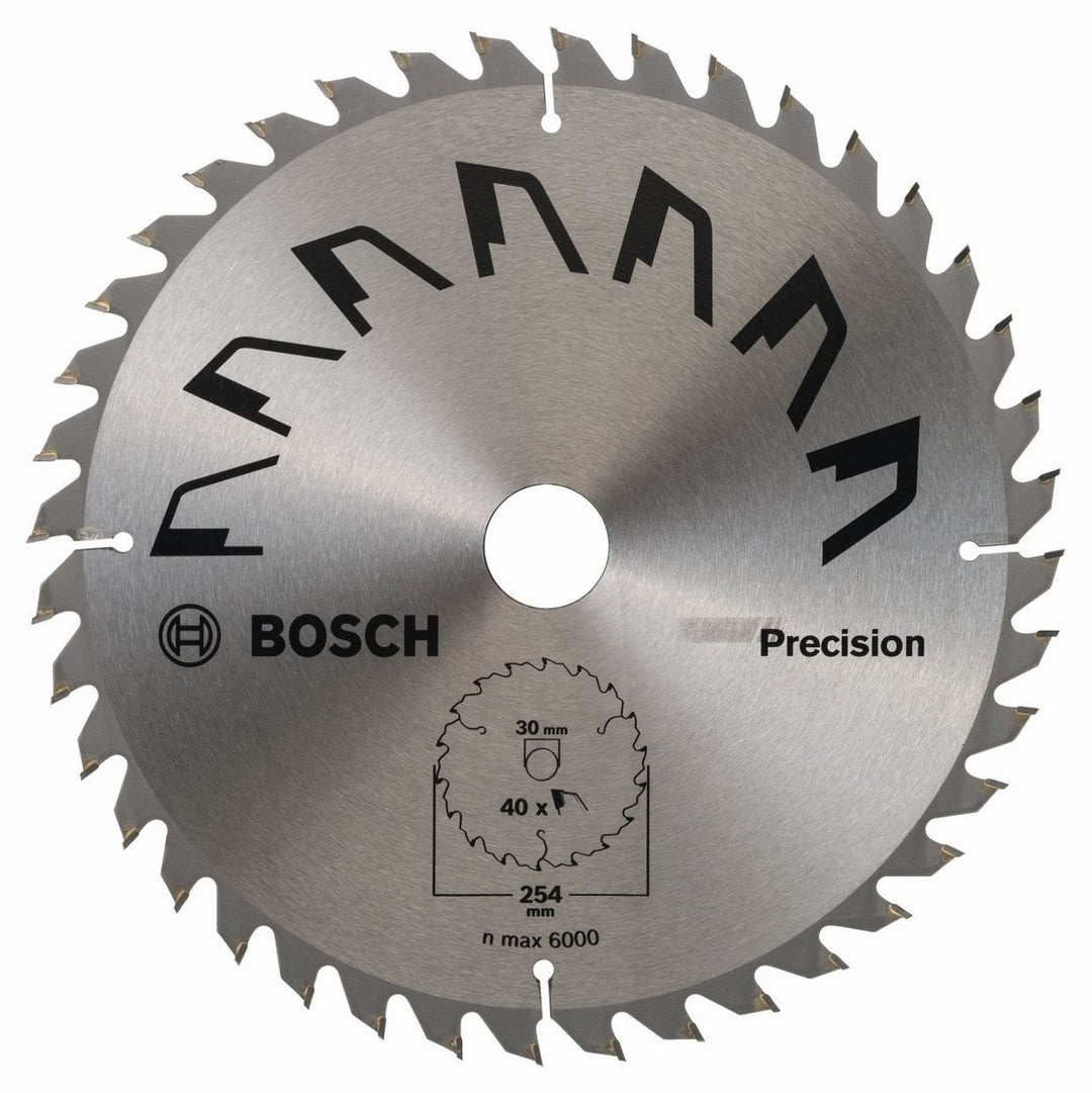 Bosch 1x Kreissägeblatt Precison (Sägeblatt für Holz, Ø 254 x 2.5/1.8 x 30 mm, 40 Zähne, ATB, Zubehö