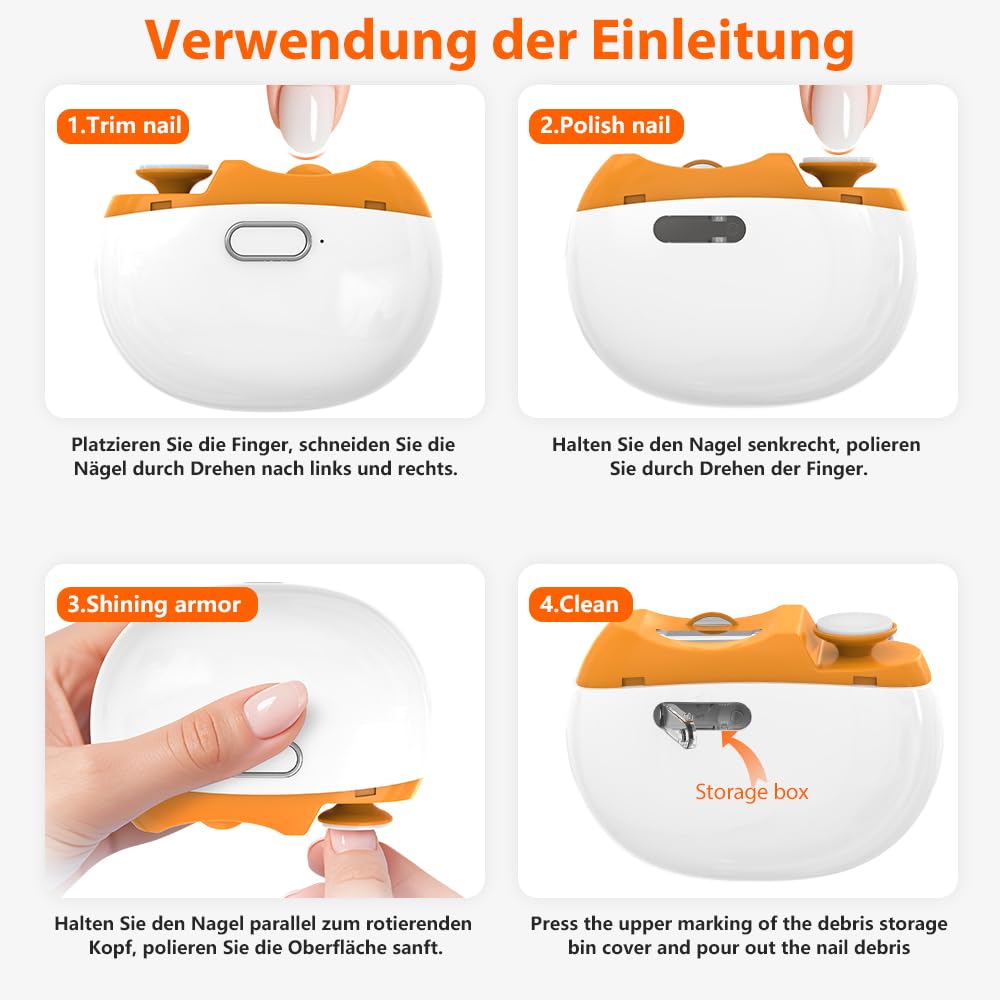 2026 Upgrade Elektrischer Nagelknipser, 2 in 1 Elektrische Nagelfeile Schneiden Feilen & Polieren, 2