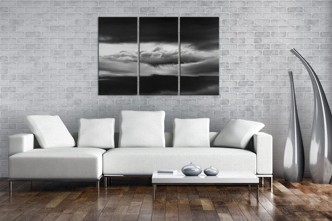 deyoli himmlischer Sonnenuntergang Format: 3Teilig als Leinwand, Effekt: Schwarz&Weiss, Motiv fertig
