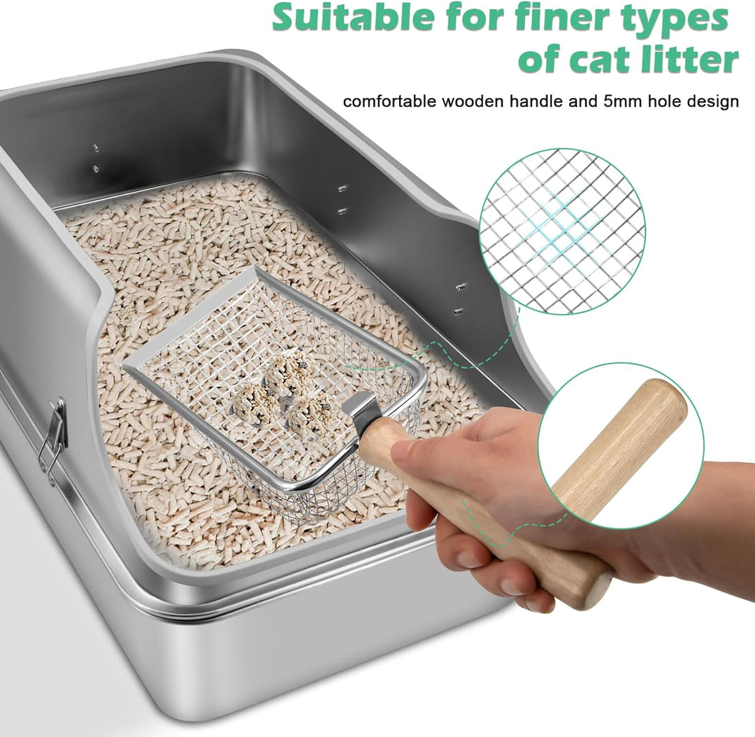 Katzenklo Edelstahl XXL, Stainless Steel Litter Box, Katzentoilette offene mit Metall Schaufel, Cat