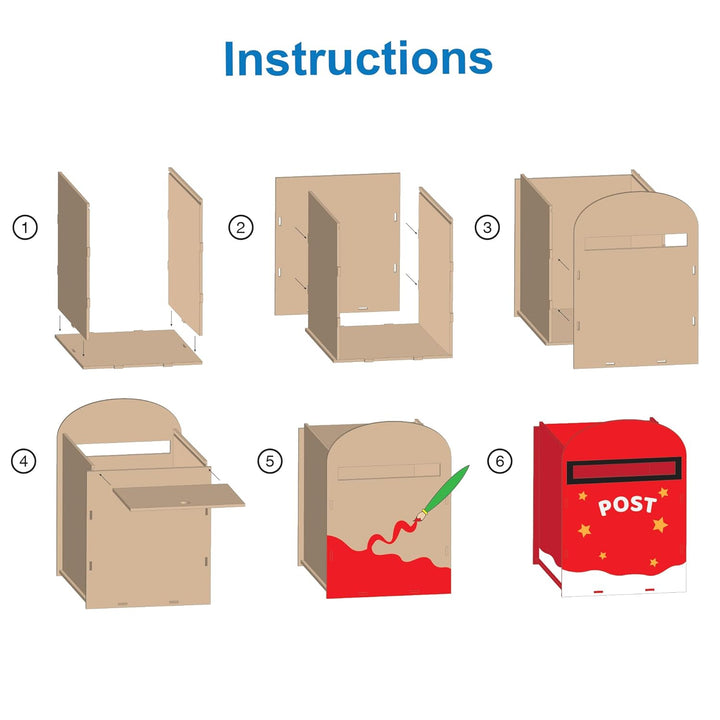 Baker Ross FX846 Briefkasten-Set - 1 Set, Holzbastelsets zum Bemalen und Dekorieren für Kinder, Mitt