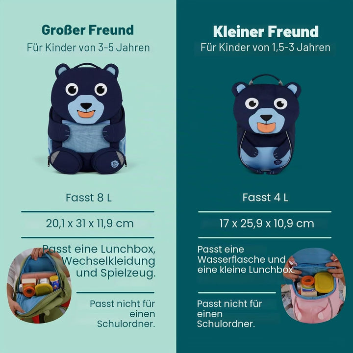 Affenzahn Kinderrucksack Grosser Freund | Kindergartenrucksack für Kinder von 3 bis 5 Jahren mit fun