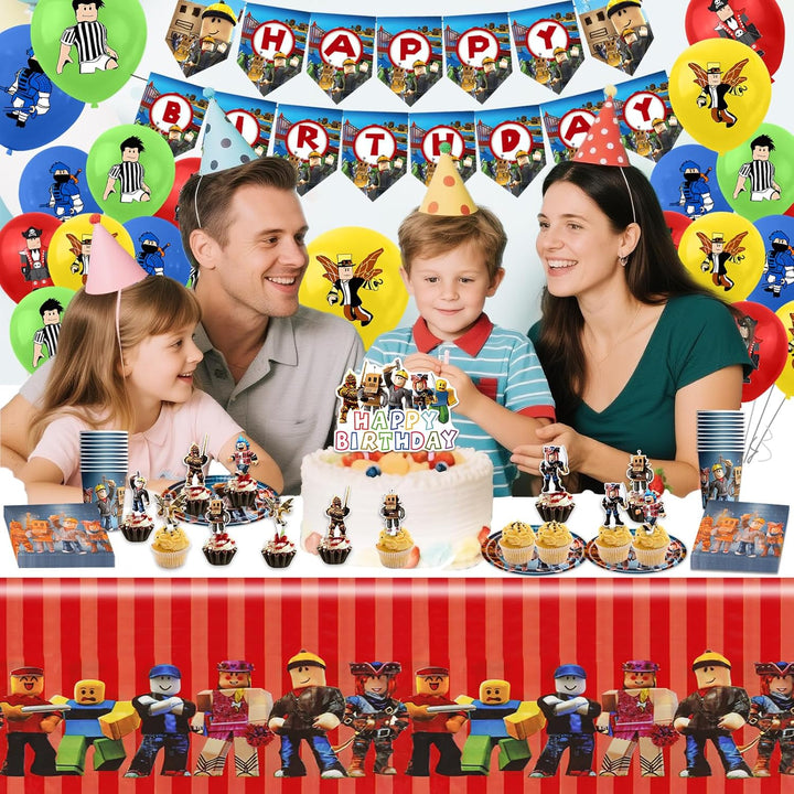 Robl Pappteller Kindergeburtstag Deko Junge- Roblx Geburtstag Geschirr Set Geburtstagsdeko Partygesc