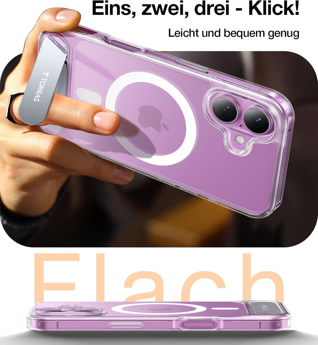 TORRAS Ostand L1 für iPhone 16 Plus Hülle mit Flügelständer Kompatibel mit MagSafe-Zubehör 3,66m Zer