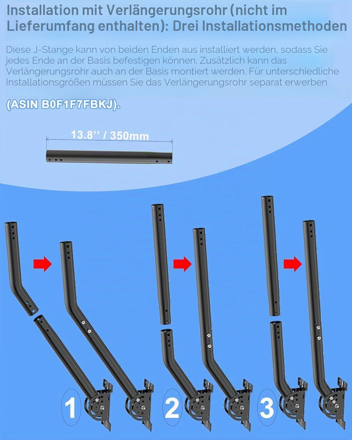 Verstärkter Antennenstab – J-Tube-Stab aus Vollmastell (3,5 cm x 30 cm), ideal für Installation an W