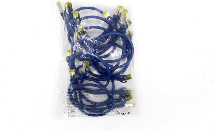 1aTTack.de Cat.7 Netzwerkkabel 0,5m Blau 10 Stück Cat7 Ethernetkabel Netzwerk LAN Kabel Rohkabel 10