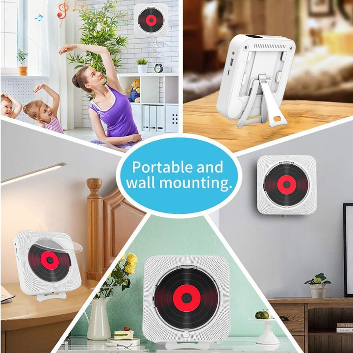 CD-Player mit Bluetooth – Wandmontierbarer Musik-Player Home Audio Boombox mit LCD-Display und Staub
