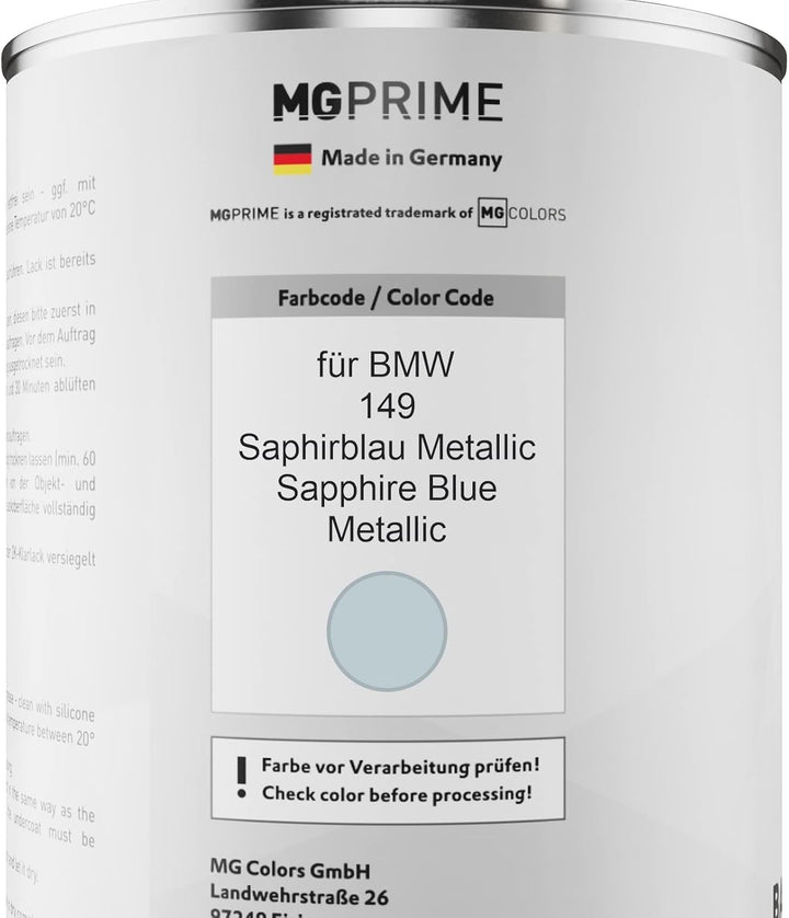MG PRIME Autolack Dose Set für BMW 149 Saphirblau Metallic/Sapphire Blue Metallic Basislack 2K Klarl