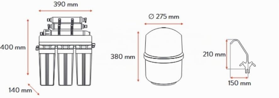 Czysta Kropla 7-Stufen Umkehrosmose Wasserfilter mit Mineralisierung Ionisator und 12 Liter Tank Unt